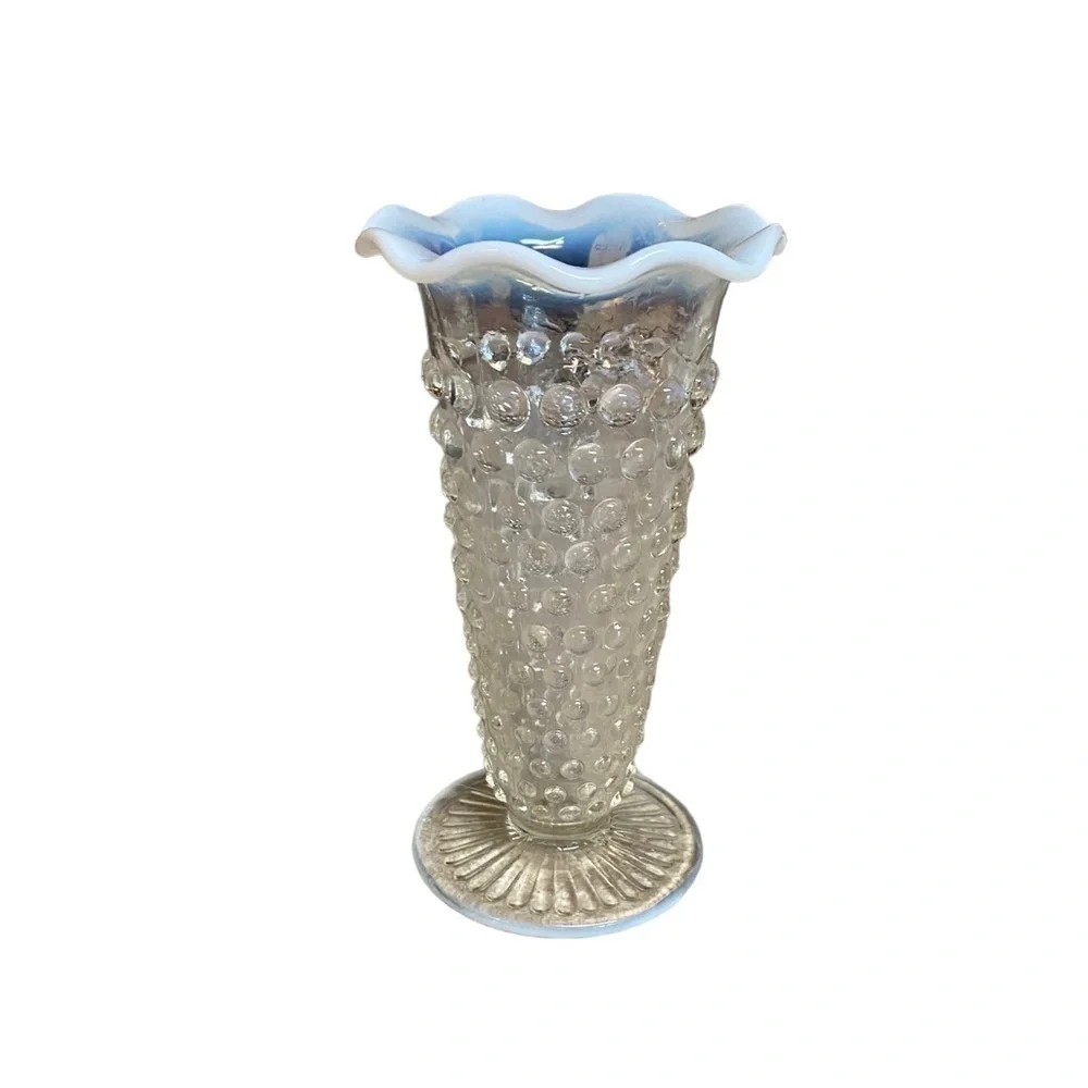 Vintage Anchor Hocking Moonstone Opalescent Glass vase